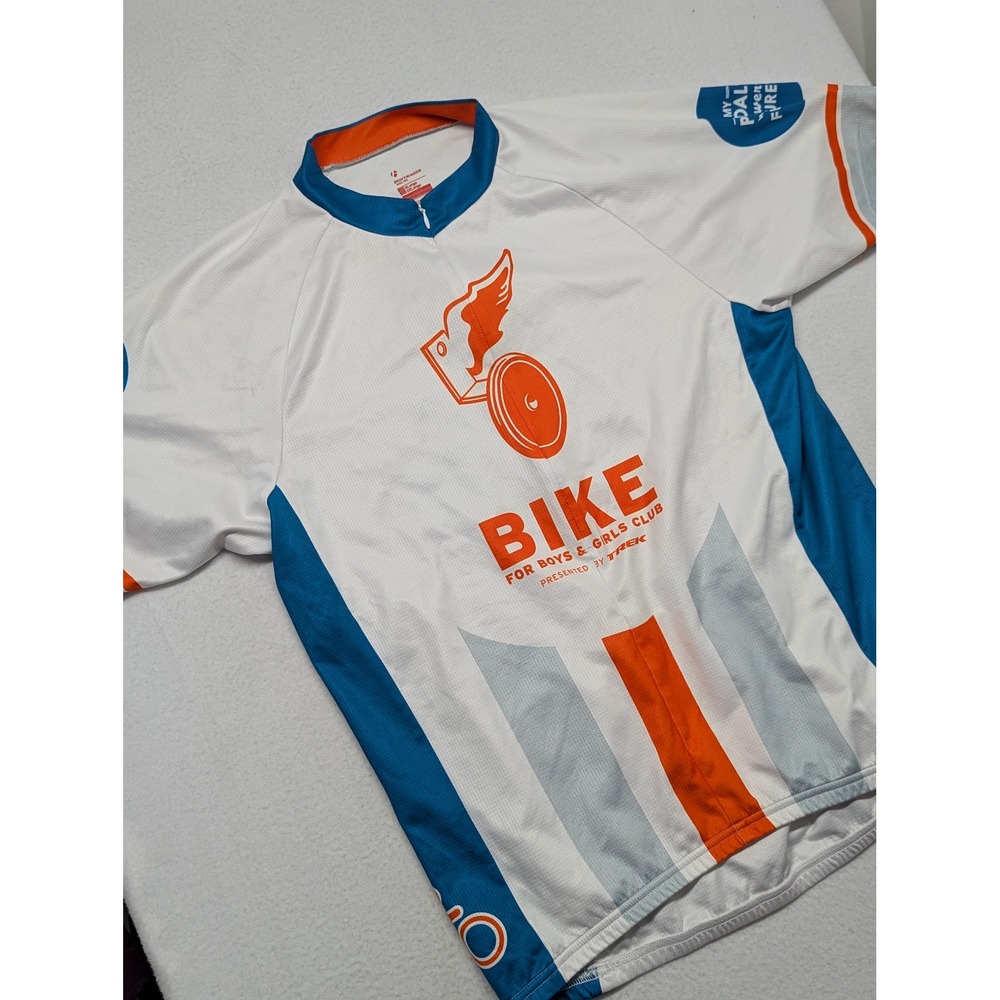 Bontrager Trek Boys & Girls Club Cycling Jersey Mens XL White Blue Orange Zip